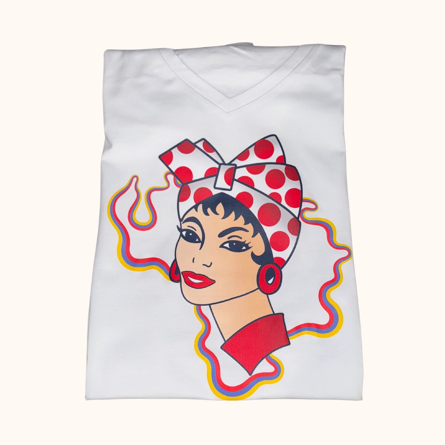 V-Neck Women's Cotton Comfort Fit T-Shirt with Venezuela Map Design - Camiseta Cuello V con Mapa de Venezuela