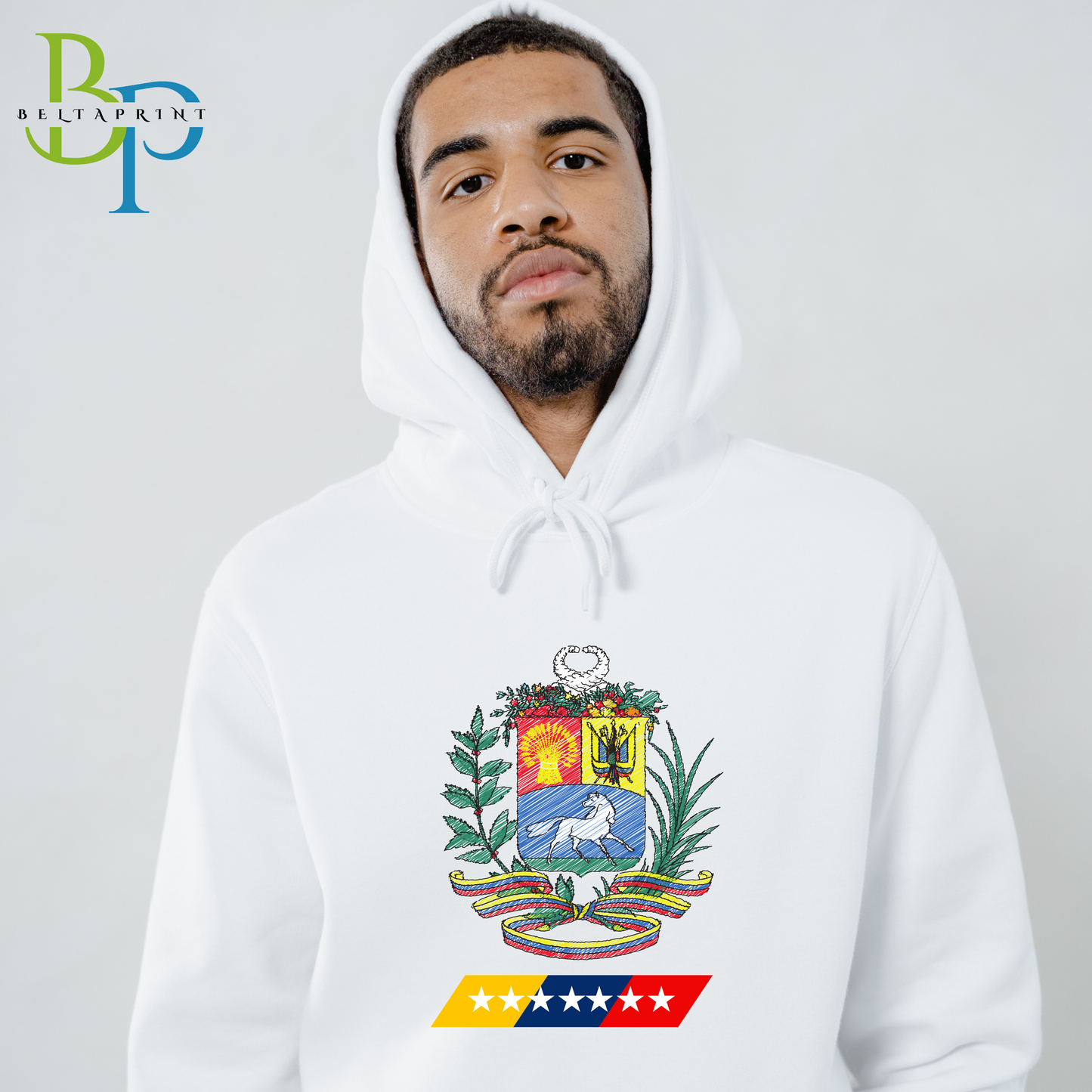 Venezuelan Flag Hoodie with the Escudo Design