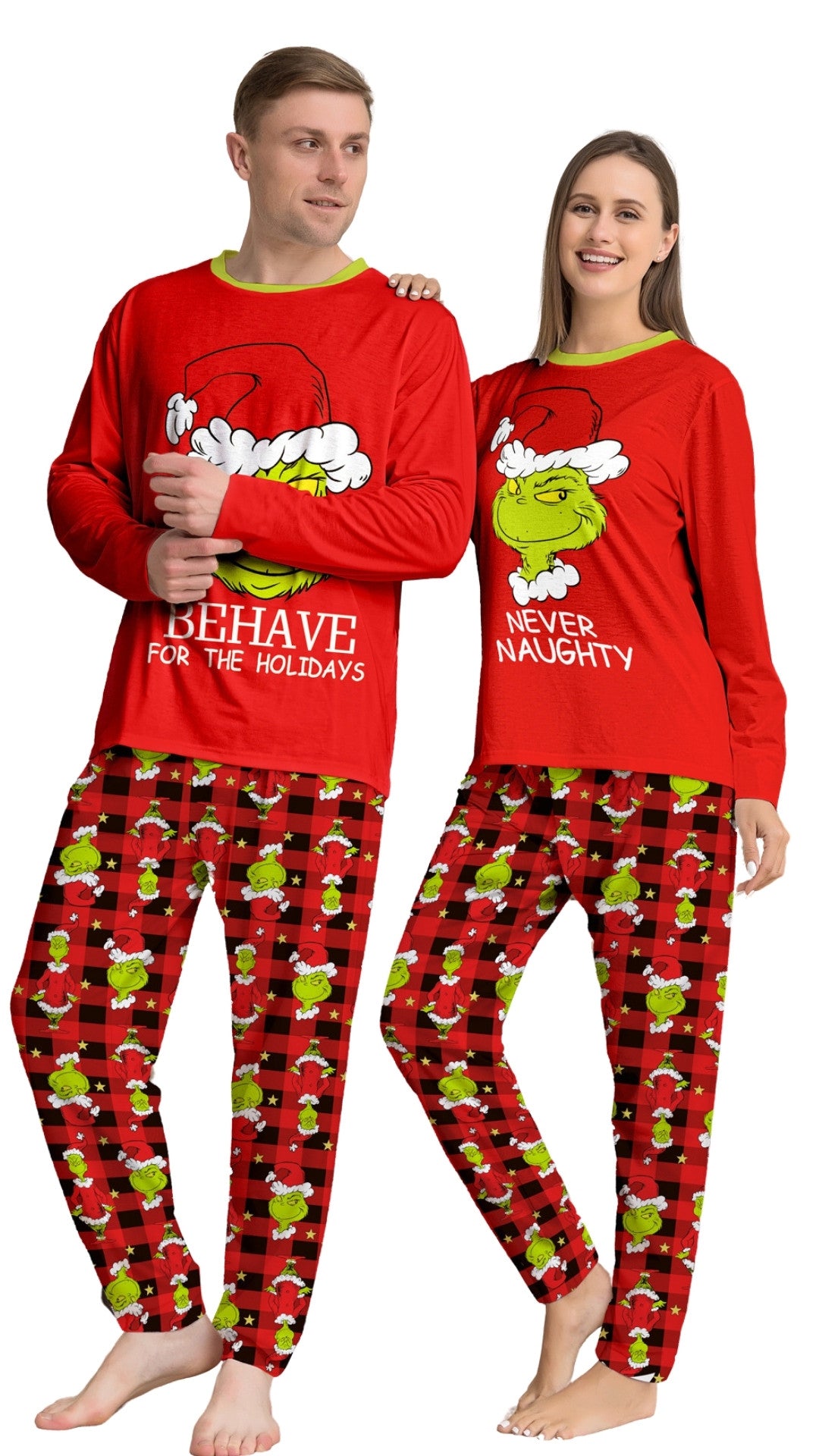 Christmas Family Matching Pajama Sets, Assorted Prints, Soft Fabric (US, Alpha, XX-Large, Grinch Red)