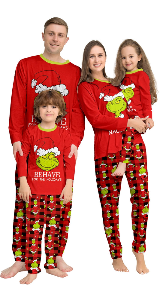 Christmas Family Matching Pajama Sets, Assorted Prints, Soft Fabric (US, Alpha, XX-Large, Grinch Red)