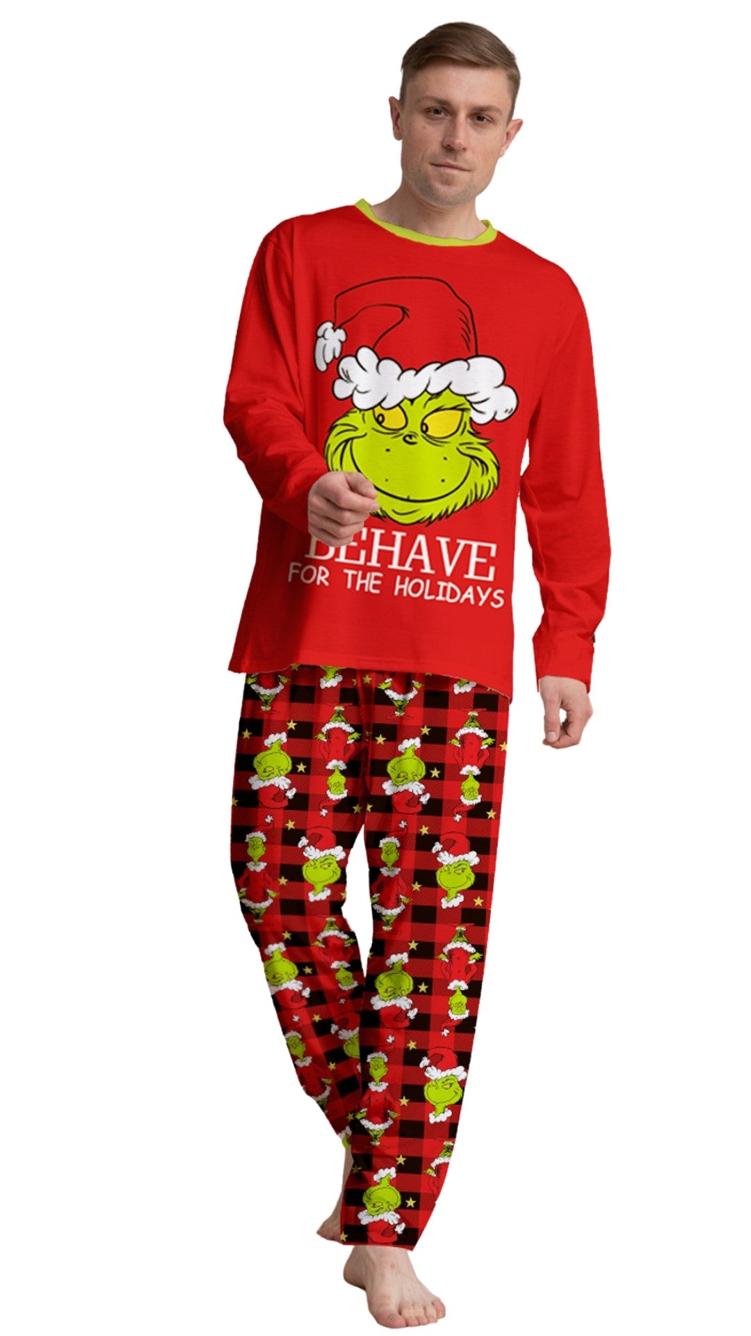 Christmas Family Matching Pajama Sets, Assorted Prints, Soft Fabric (US, Alpha, XX-Large, Grinch Red)